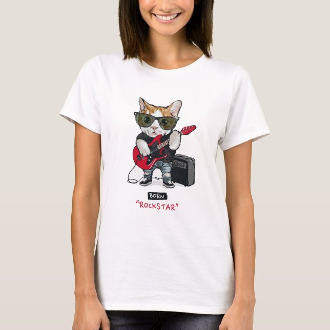 T-Shirt do gatinho Rockstar (Frente)
