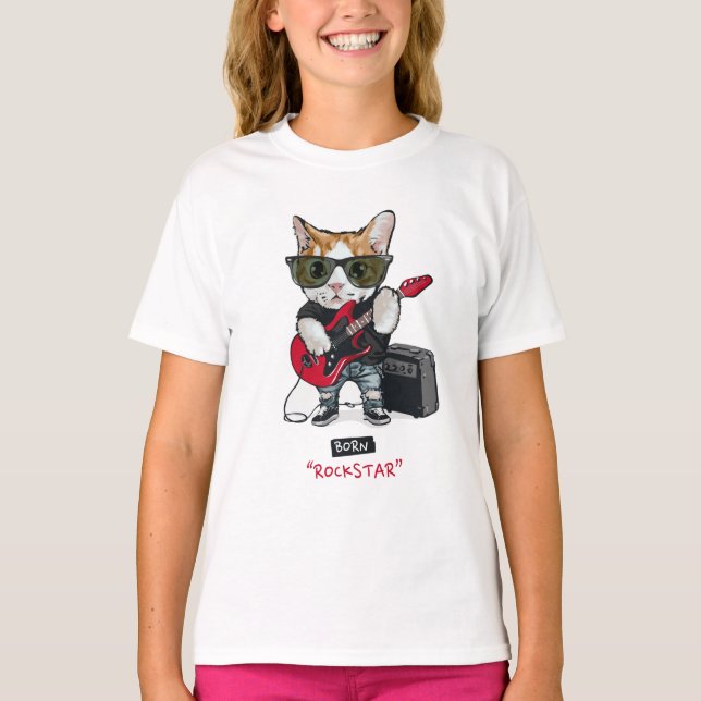 T-Shirt do gatinho Rockstar (Frente)