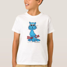 T-shirt do gato azul do livro vermelho do gato
