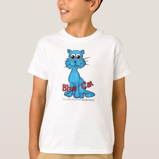T-shirt do gato azul do livro vermelho do gato (Frente)