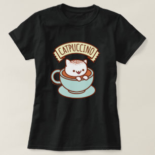 T-shirt do gato das mulheres - "CATPUCCINO "