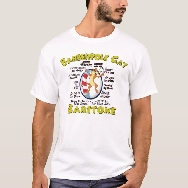 T-shirt do gato de Barberpole -- BARÍTONO (Frente)