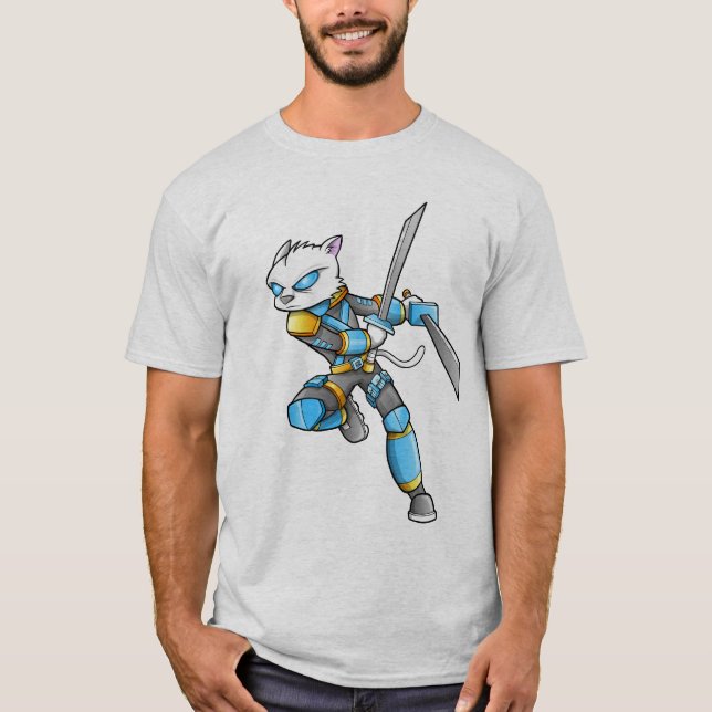 T-shirt do gato do guerreiro de Ninja (Frente)