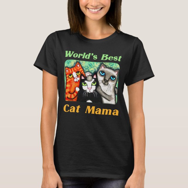 T-shirt do gato do mundo o melhor do Mama Gatinho (Frente)