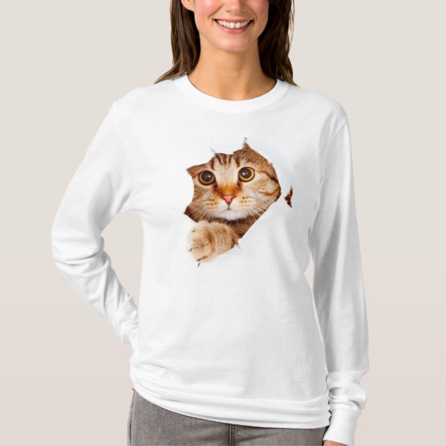 T-shirt do gato do peekaboo (Frente)