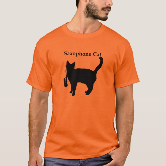 T-shirt do gato do saxofone (Frente)