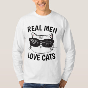 T-shirt do gato dos homens, GATOS REAIS do AMOR