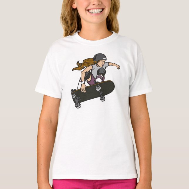 T-shirt do gráfico da menina do skate (Frente)