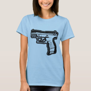 t-shirt do gráfico do estêncil da arma de fogo d