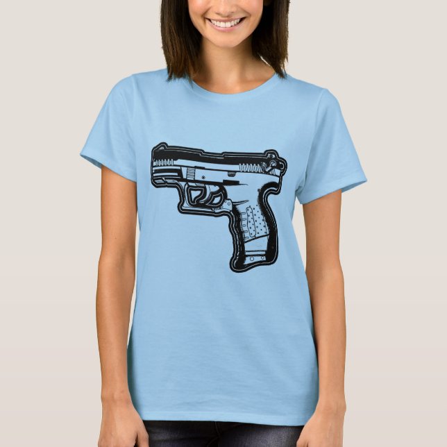 t-shirt do gráfico do estêncil da arma de fogo da (Frente)