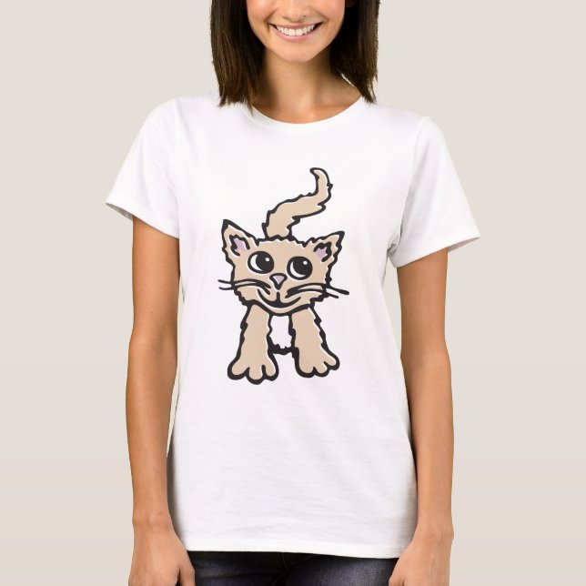 T-shirt do gráfico do gatinho/gato (Frente)