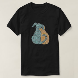 T-shirt do gráfico do gato do cão do amor