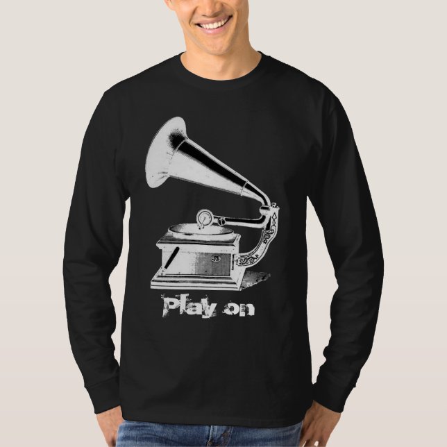 T-shirt do gramofone do vintage (Frente)