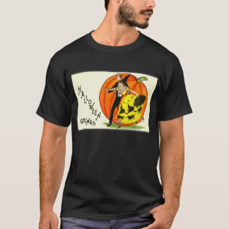 T-shirt do Halloween. Vintage Halloween art, Bruxa