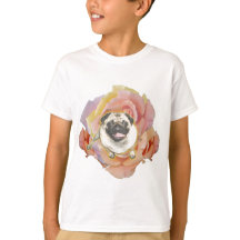T-shirt do Hanes Tagless do miúdo de PugFlower