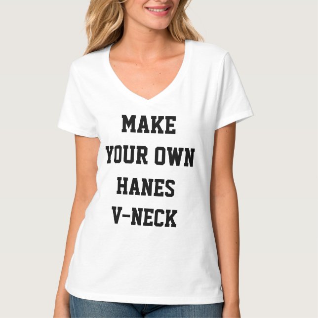 T-SHIRT do HANES V-NECK das mulheres (Frente)