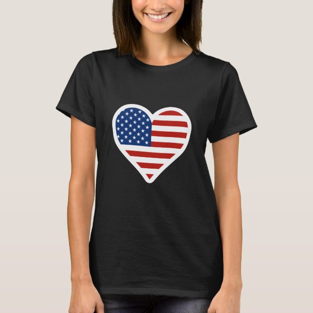 T-shirt do Heart Flag dos EUA (Frente)