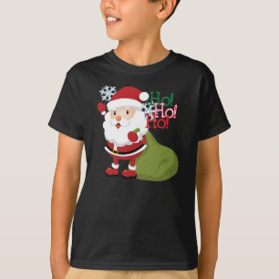 T-shirt do Ho-Ho-Feriado do papai noel para miúdo