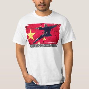 T-shirt do ícone de Kung Fu (bandeira chinesa)