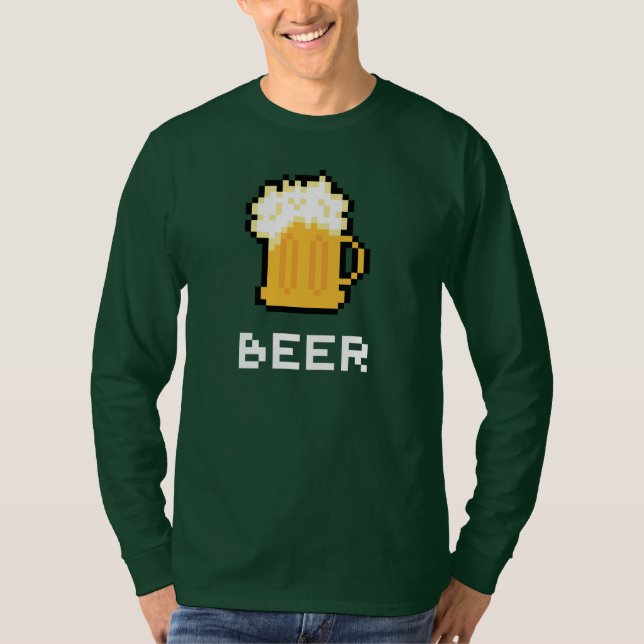 T-shirt do ícone do pixel da cerveja do dia de St (Frente)