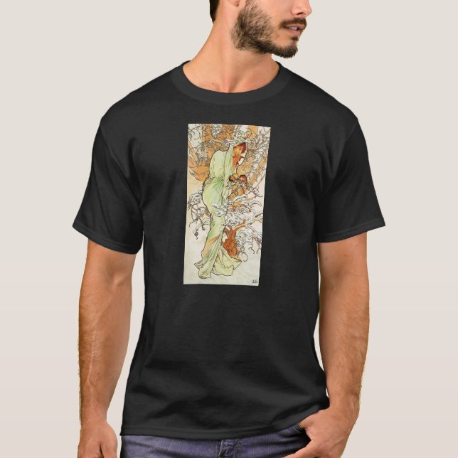 T-shirt do inverno de Alpohnse Mucha (Frente)
