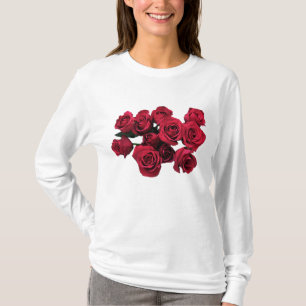 T-shirt do jardim de flores da rosa vermelha