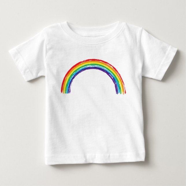 T-shirt do jérsei da multa do bebê do arco-íris (Frente)