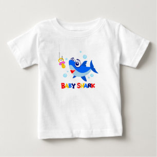 T-shirt do jérsei da multa do bebê do tubarão d