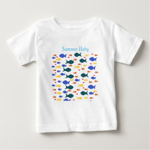 T-shirt do jérsei da multa do bebê dos peixes,