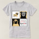 T-shirt do jérsei do Bella das mulheres dos Pugs (Frente do Design)
