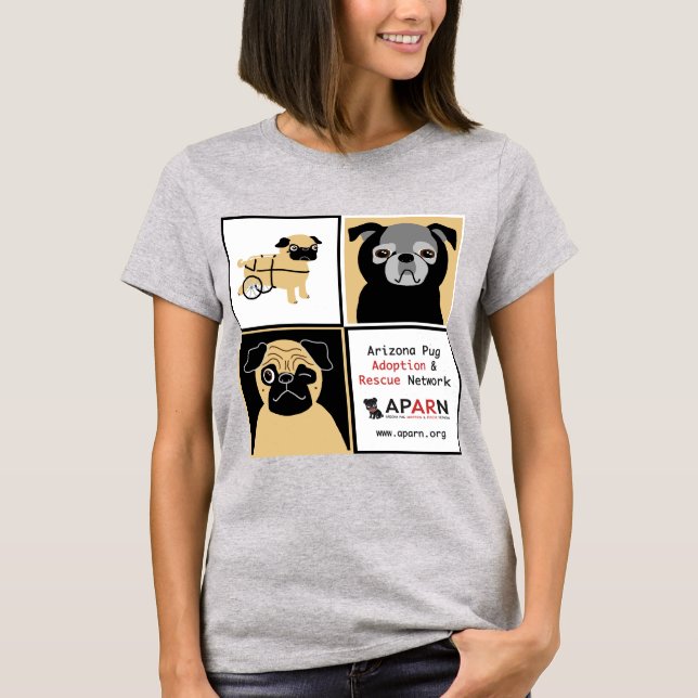 T-shirt do jérsei do Bella das mulheres dos Pugs (Frente)