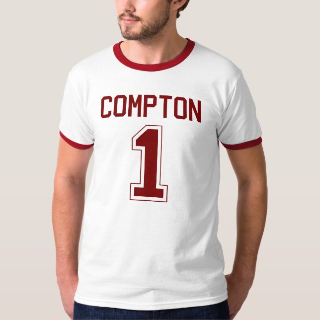 T-shirt do jérsei do futebol de Compton #1 (Frente)