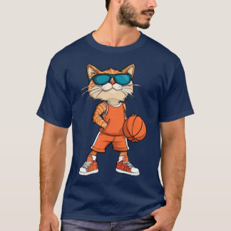 T-Shirt do jogador de basquetebol de Gato legal
