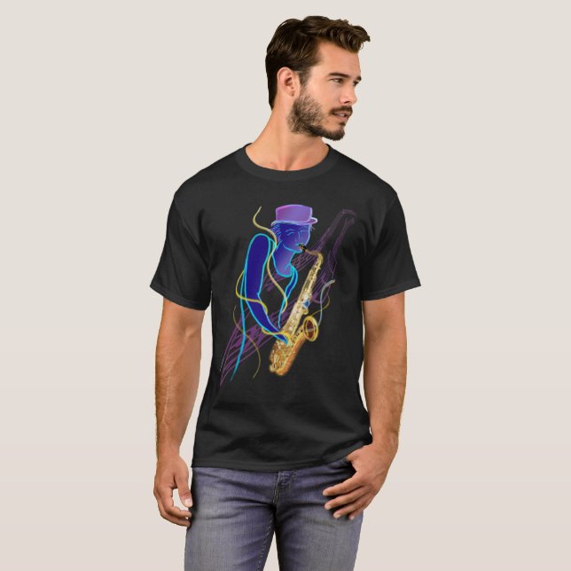 T-shirt do jogador de saxofone (Frente Completa)