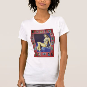 t-shirt do kitsch do pino-acima dos anos 50