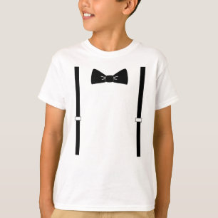 T-shirt do laço e do menino dos suspenders