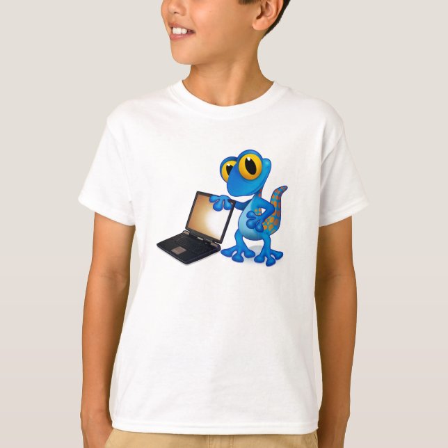 t-shirt do lagarto do laptop (Frente)