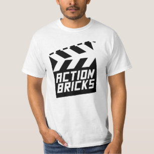 T-shirt do logotipo da ripa dos tijolos da ação