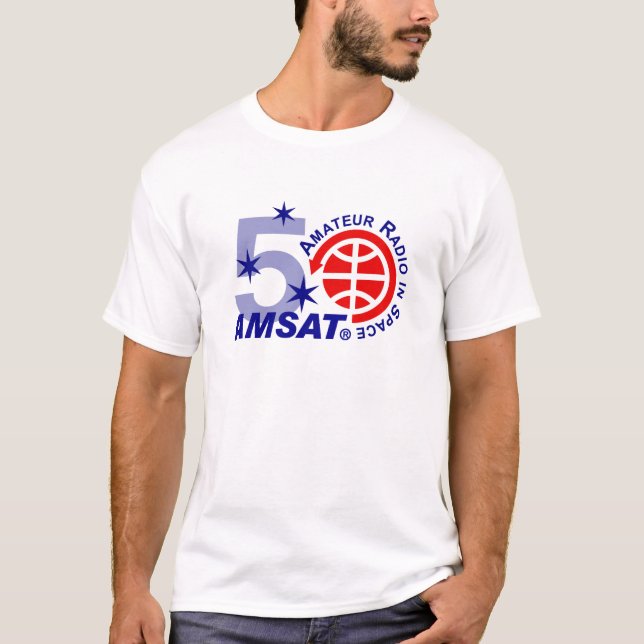 T-shirt do logotipo do aniversário de AMSAT 50th - (Frente)