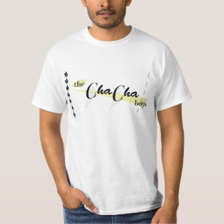 t-shirt do logotipo dos meninos do cha-cha