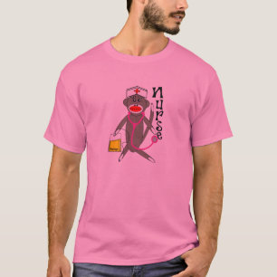 T-shirt do macaco da peúga da enfermeira