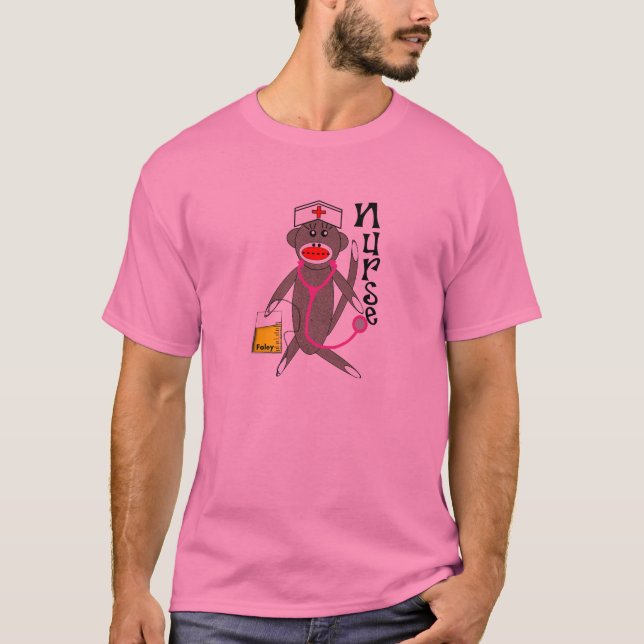 T-shirt do macaco da peúga da enfermeira (Frente)
