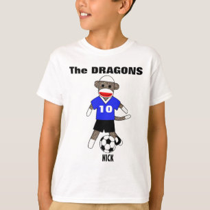 T-shirt do macaco da peúga do futebol (azul) -
