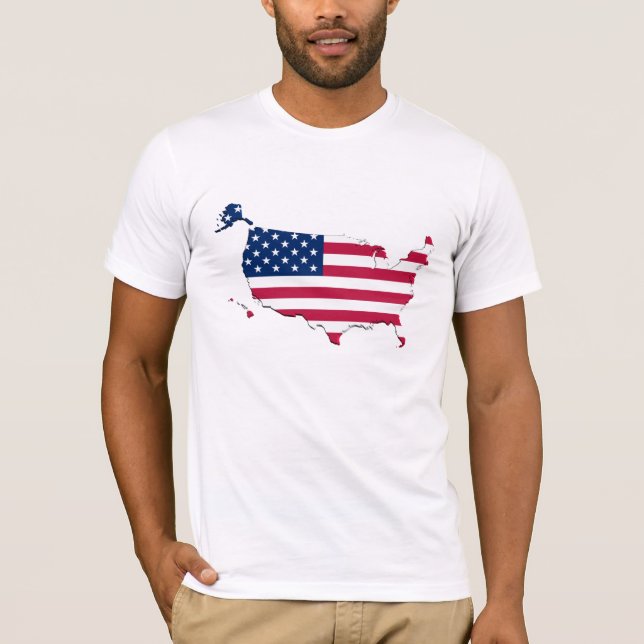 T-shirt do mapa da bandeira americana (Frente)
