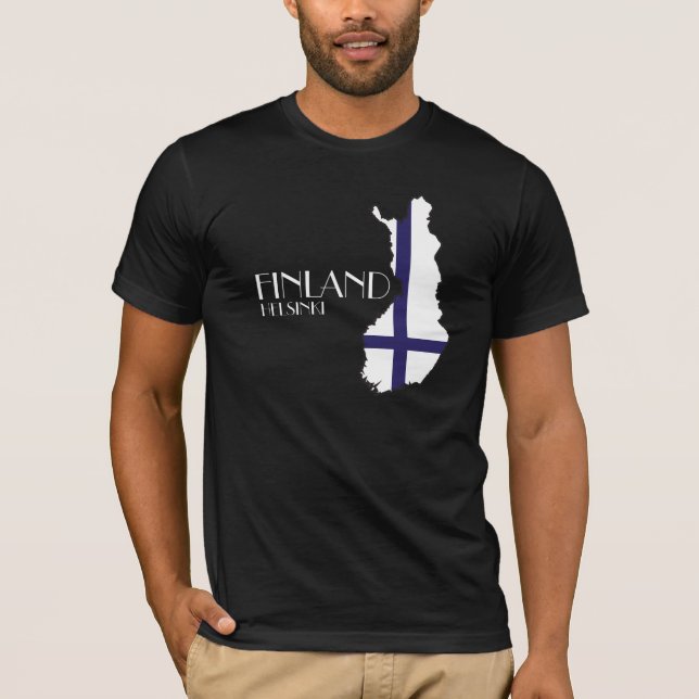 T-shirt do mapa da bandeira de Finlandia (Frente)