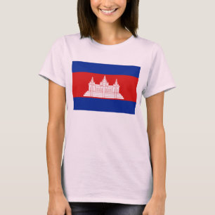 T-shirt do mapa da bandeira x de Cambodia