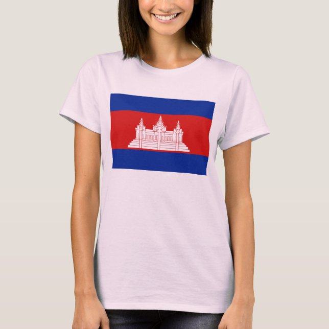 T-shirt do mapa da bandeira x de Cambodia (Frente)