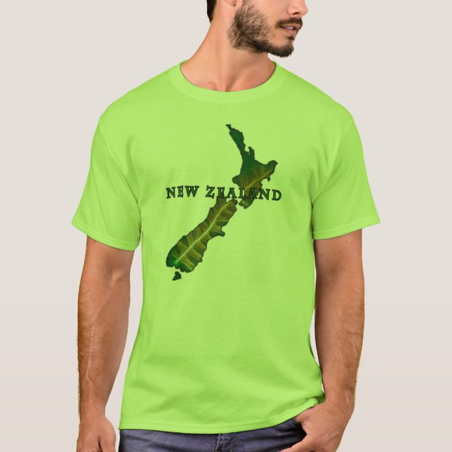 T-shirt do mapa da samambaia de Nova Zelândia (Frente)