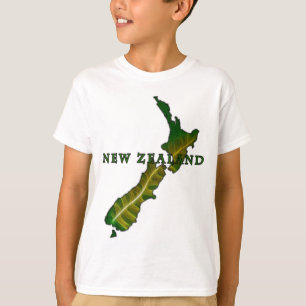 T-shirt do mapa da samambaia de Nova Zelândia