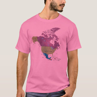 T-SHIRT DO MAPA DE AMERICA DO NORTE